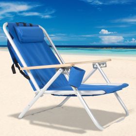Backpack Beach Chair Folding Portable Chair Blue Solid Camping Hiking Fishing Backpack Beach Chair Folding Portable Chair Blue Solid Camping Hiking Fishing